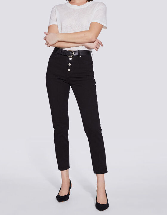 ESME HIGH RISE BUTTON FRONT CROPPED JEANS